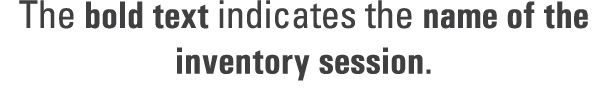 The bold text indicates the name of the inventory session. 